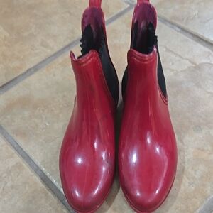 Red Glossy Ankle Boots